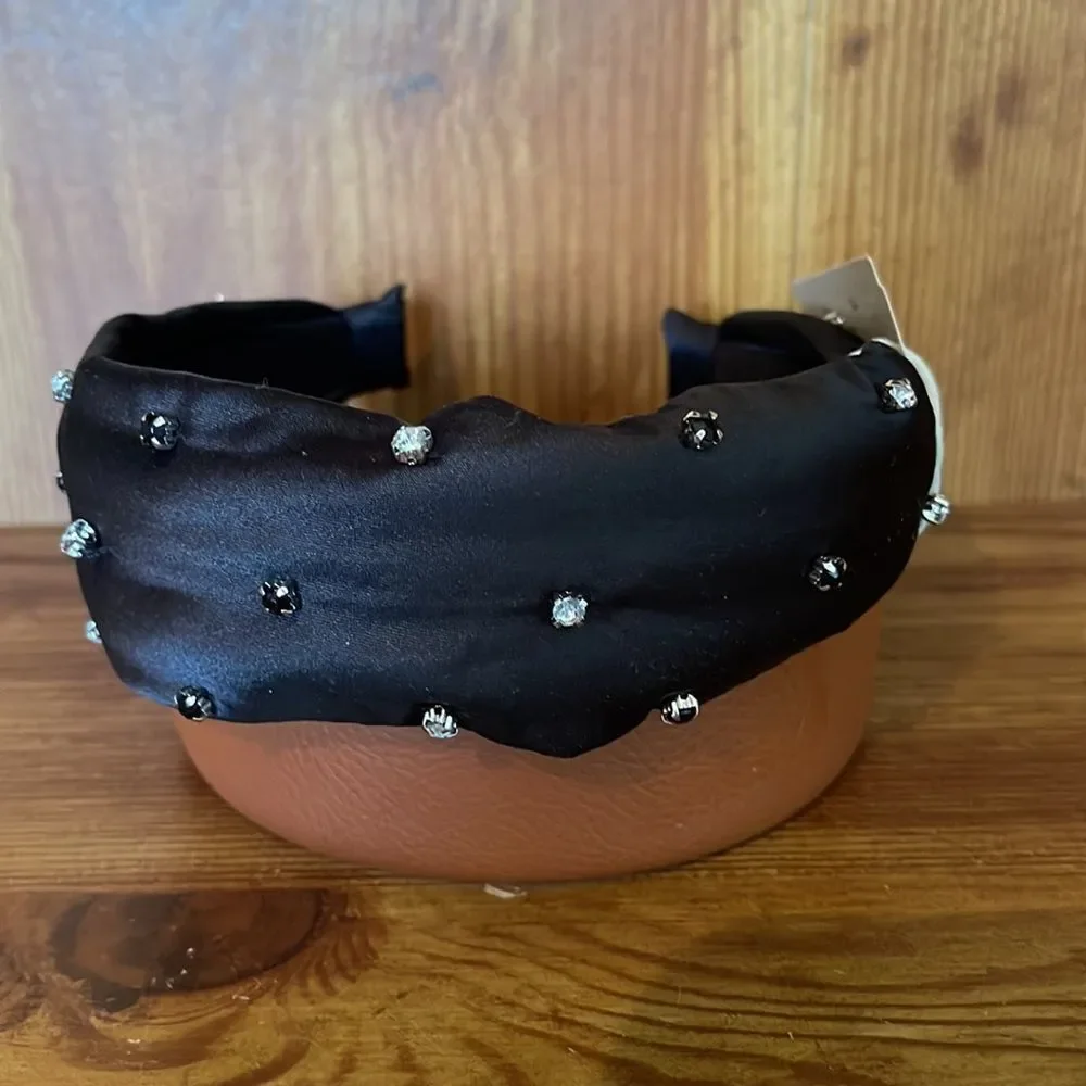 2 pack Headbands A New‎ Day Black Rhinestone Faux Leather Headband